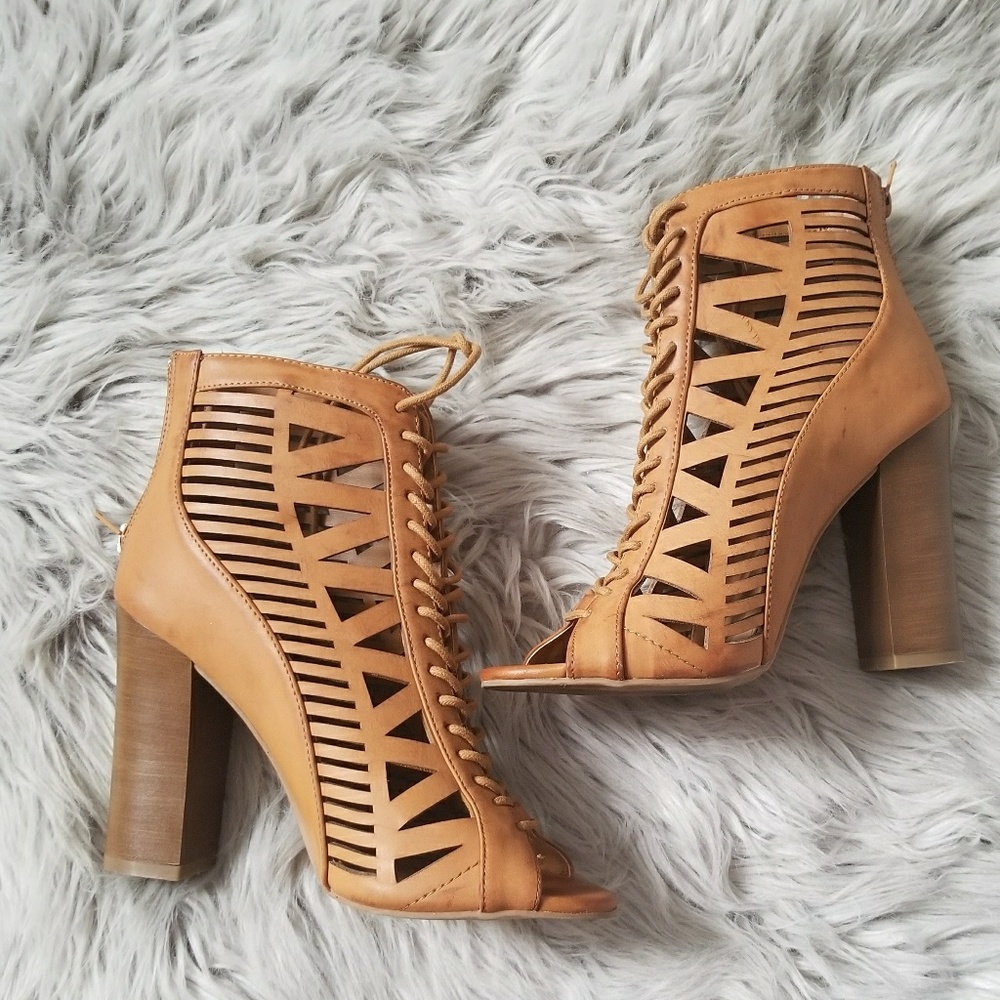 Trendy Tan Tie-Up Sandals